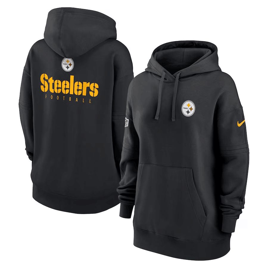 Women 2023 NFL Pittsburgh Steelers black Sweatshirt style 1->pittsburgh steelers->NFL Jersey